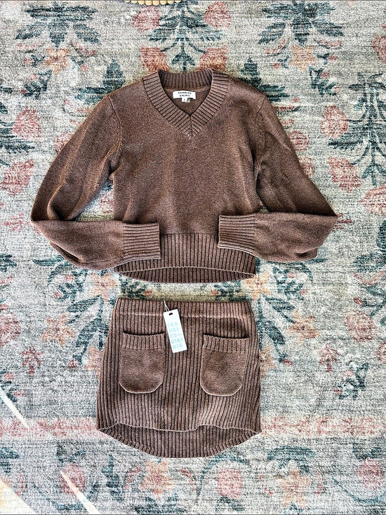 Frankie's Bikinis Sweaters - Frankies Bikinis Marissa Sweater Brown V-Neck Sweater Set Size Small NWT